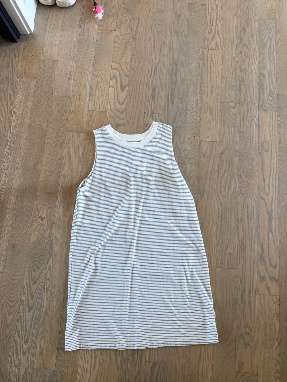 a new day White Dress with Black Stripes